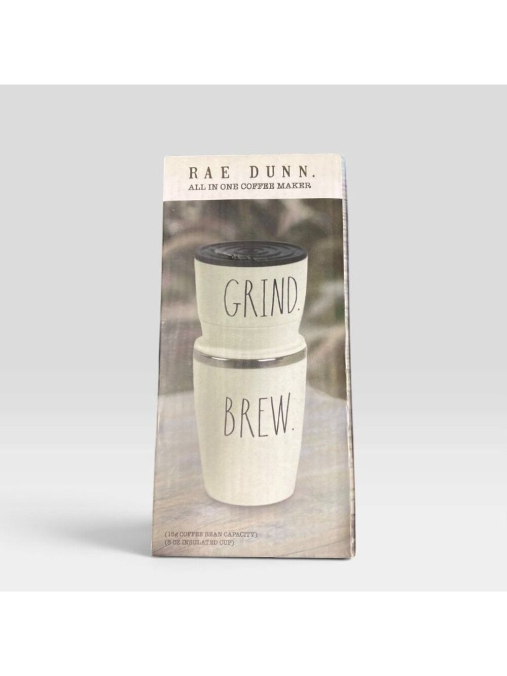 Rae Dunn Grind Brew All‑In‑One Portable Coffee Maker 15g Bean 6oz Cup NIB